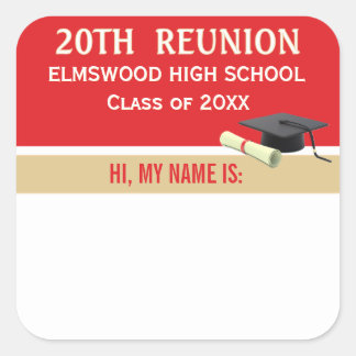 Party! Custom 20th Reunion Name tag sticker
