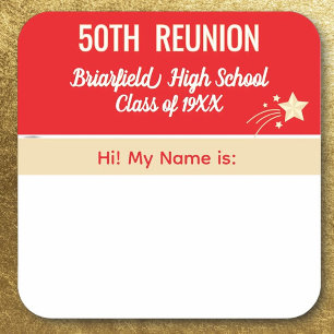 Party! Custom 50th Reunion Name tag sticker