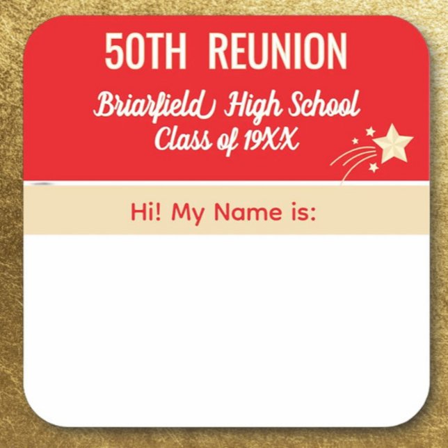 Party! Custom 50th Reunion Name tag sticker (Creator Uploaded)
