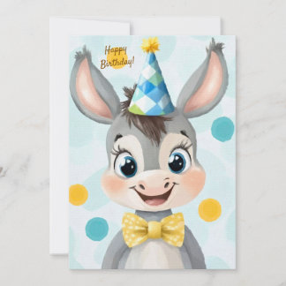 Party Cute Animal Birthday Invitation Donkey