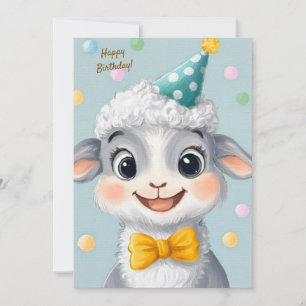 Party Cute Animal Birthday Invitation Sheep