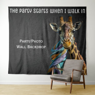 Party Decor Fun Photo Giraffe Backdrop  Tapestry