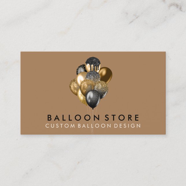 Party Decorations Gold Glitter Bronze Balloons Business Card (Front)