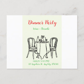 party diner holiday postcard