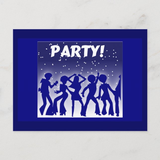 Party Disco Dancers Invitation Postcard (Front)