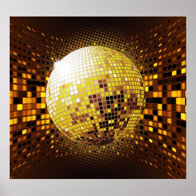 Party Disco: Vintage Glowing Lights. Poster (Front)