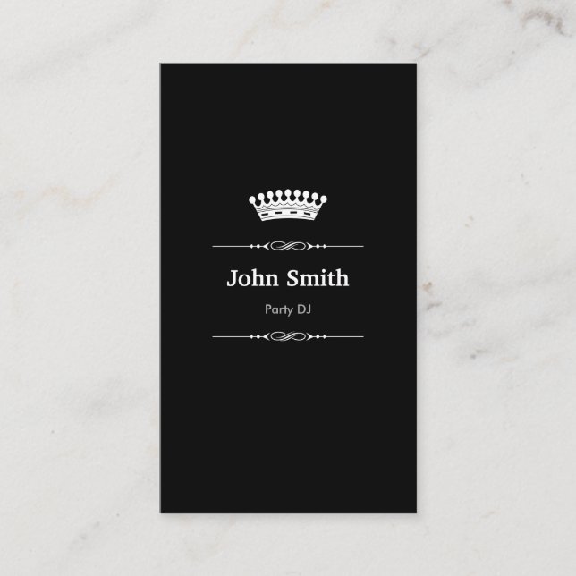 Party DJ Elegant Royal Black White Business Card (Front)