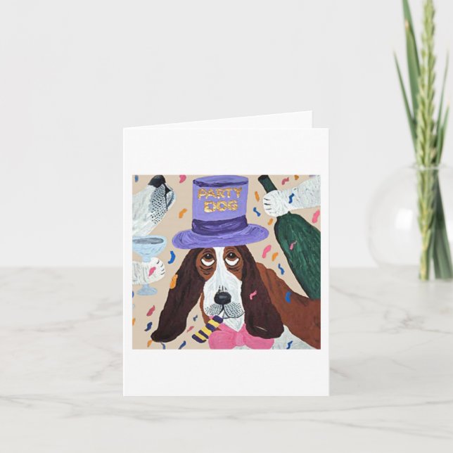 Party Dog Basset Hound  Invitation (Front)