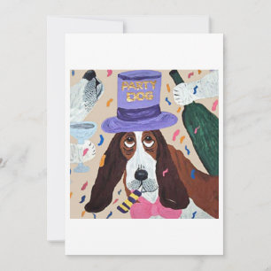 Party Dog Basset Hound  Invitation