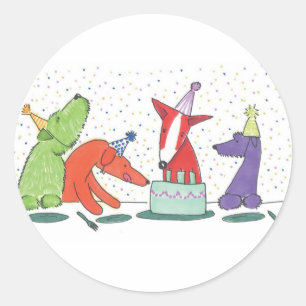 Party Dogs Classic Round Sticker