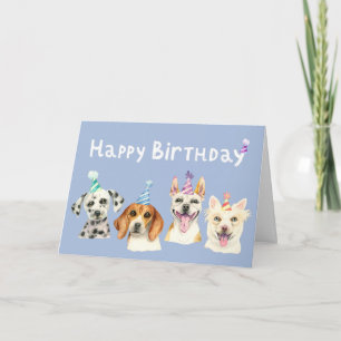 Party Dogs Watercolor Happy Birthday Card