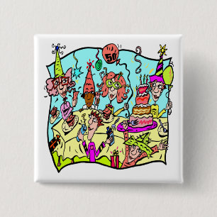 Party Down 50th Birthday Gifts 15 Cm Square Badge