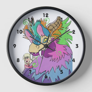 Party Dragon And Little Girl  Clock