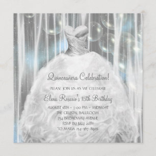Party Dress White and Blue Quinceanera Invitations