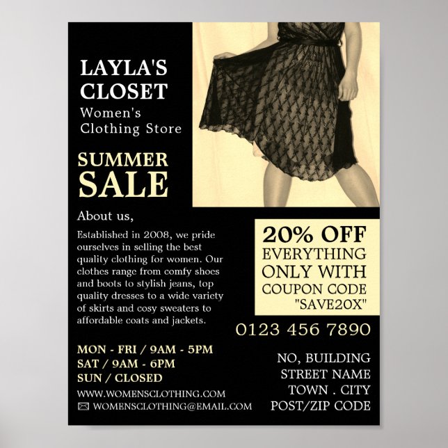 Party Dress, Women's Clothing Store Advertising Poster (Front)