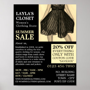 Party Dress, Women's Clothing Store Advertising Poster