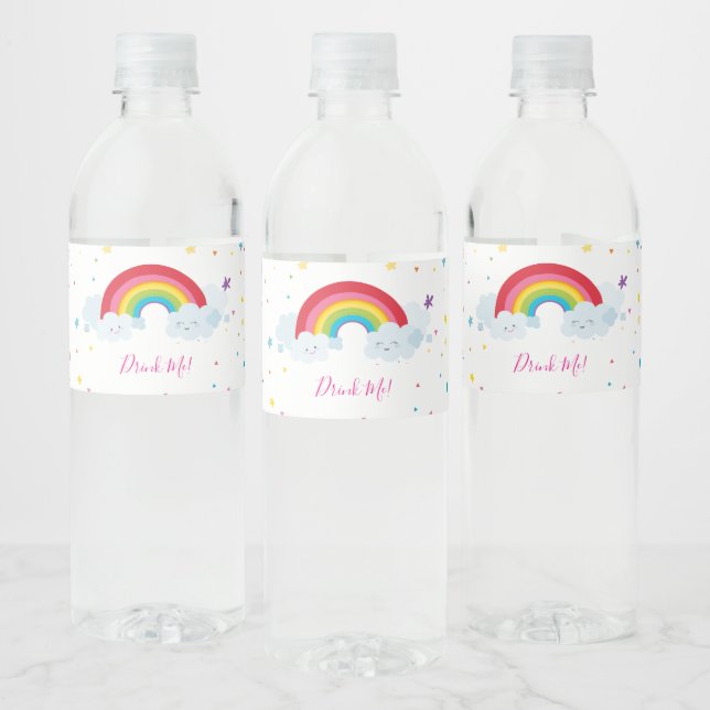 PARTY DRINKS colourful fun rainbow bright colours Water Bottle Label (Bottles)