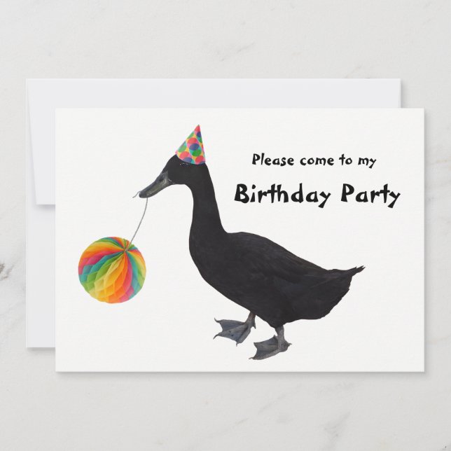 Party Duck Birthday Invitation (Front)