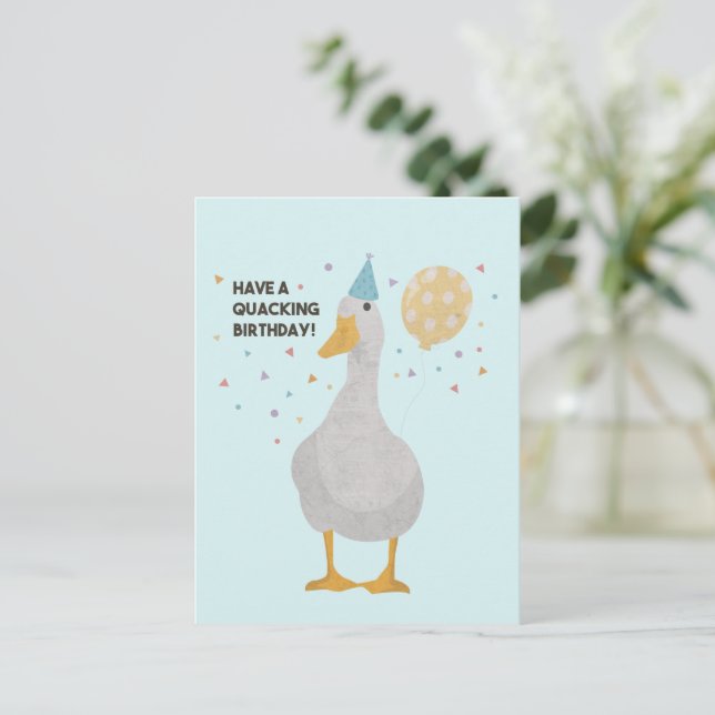 Party Duck Pun: Have a Quacking Birthday Postcard (Standing Front)