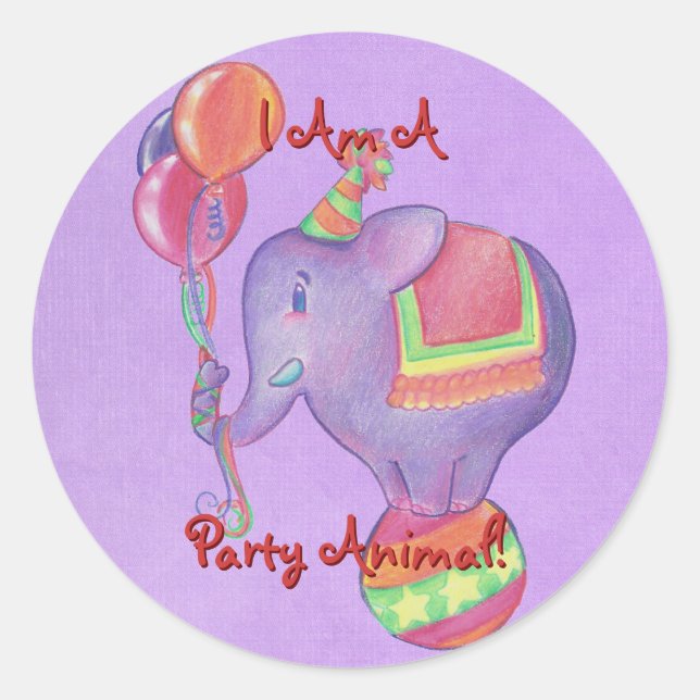Party Elephant Stickers (Front)