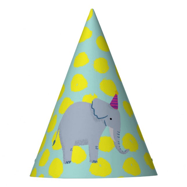 Party Elephant Yellow Dots on Aqua Hat (Front)