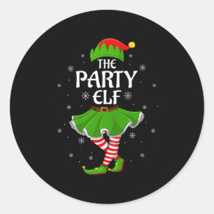 Party Elf Christmas Family Girls Women Elf Squad X Classic Round Sticker