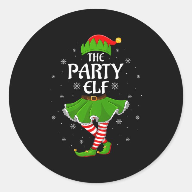 Party Elf Christmas Family Girls Women Elf Squad X Classic Round Sticker (Front)
