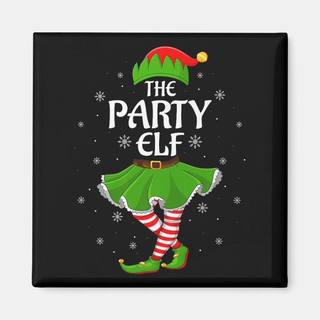 Party Elf Christmas Family Girls Women Elf Squad X Magnet (Front)
