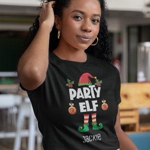 Party elf Christmas family matching outfit name T-Shirt