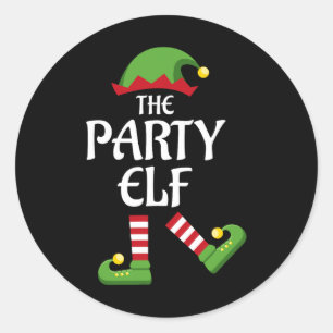 Party Elf Family Matching Group Christmas Dancing Classic Round Sticker
