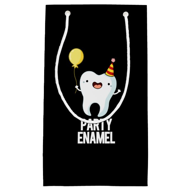 Party Enamel Funny Tooth Pun Dark BG Small Gift Bag (Front)