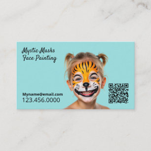Party Entertainer Face Painter Blue QR Business Card