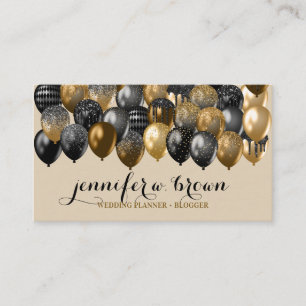 Party Event Planner Beige Gold Sprinkle Balloon Business Card