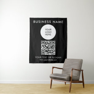 Party Event Seminar Text Medium QR Code Logo Tapestry