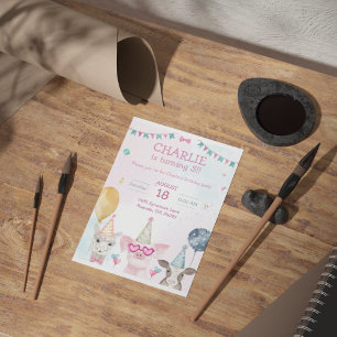 Party Farm Animals Birthday Whimsy Invitation