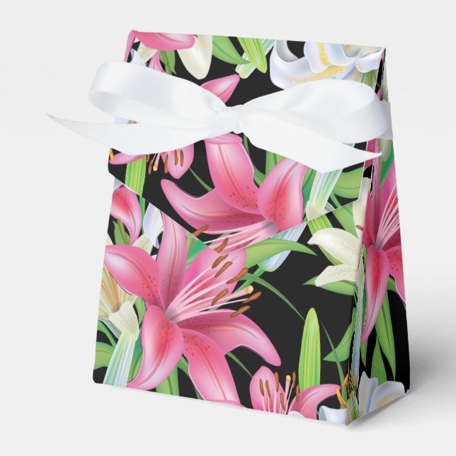 Party Favour Box-Pink Lilies Box (Front Side)