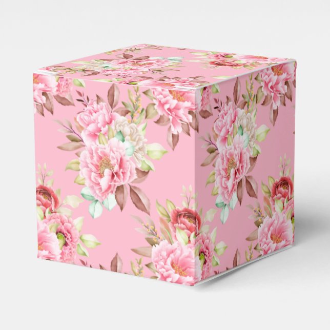 Party Favour Box Pink Peonies (Front Side)