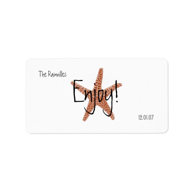 Party Favour Label w/ Starfish (Front)