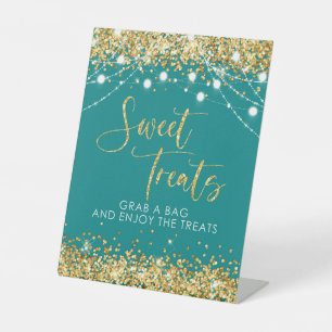 Party favour Sweet Treats Sign Teal Gold