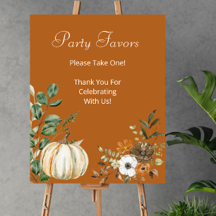 Party Favour Take One Fall Pumpkin Rustic Floral Poster
