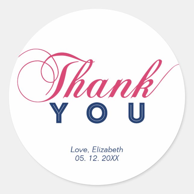 Party Favour Thank you Sticker, Baby Shower Classic Round Sticker (Front)