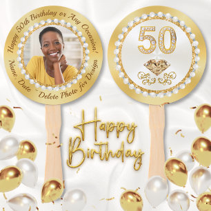 Party Favours for 50th Birthday Woman, PHOTO Hand Fan