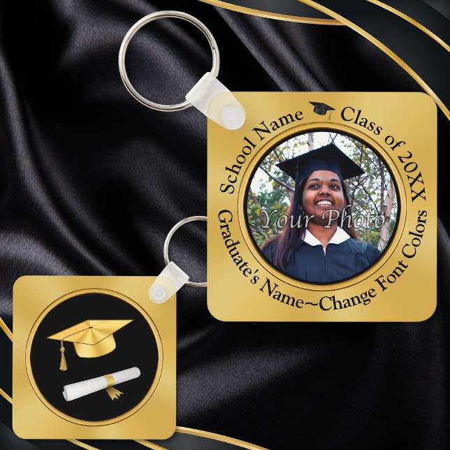 Party Favours for Graduation. Graduation Keychains (Graduation Party Favors. Personalised Graduation Keychains. Graduation party supplies. Black Gold.)