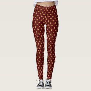 Party Festive gold polka dots on red Leggings