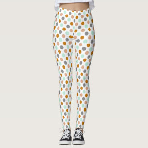 Party Festive multi-colour polka dots on white Leggings