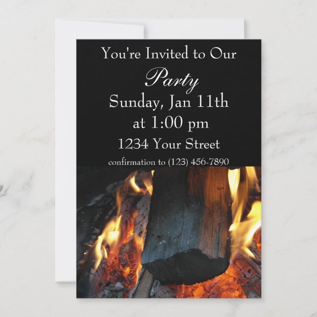 Party flame fire invite (Front)