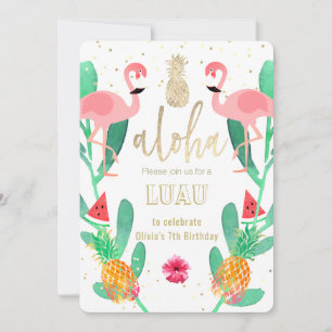 party flamingo luau invitation