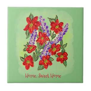 Party Flowers Birthday Celebration Ceramic Tile