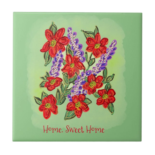 Party Flowers Birthday Celebration Ceramic Tile (Front)