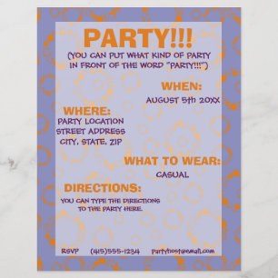 Party Flyer Orange Purple Colourful Pattern